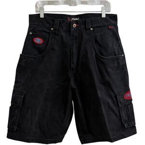 VTG Fubu Cargo Shorts 33 Black The Collection Denim Jorts 90s Y2K Streetwear